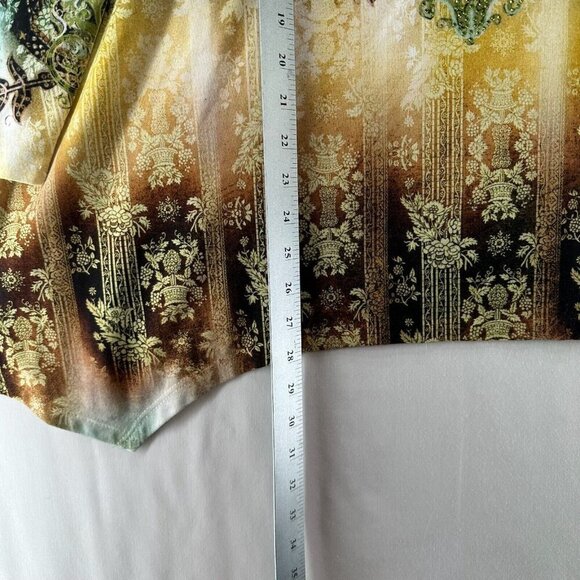 Reba Tunic Womens Sz L Burnout Ombre Lace Trim Asymmetric Long Sleeve Multicolor - Picture 10 of 10